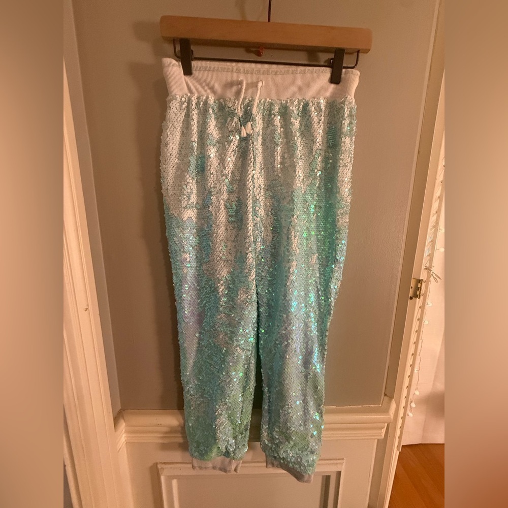 More Than Magic Mermaid Sequin Joggers Aqua Iridescent Girls L (10/12)